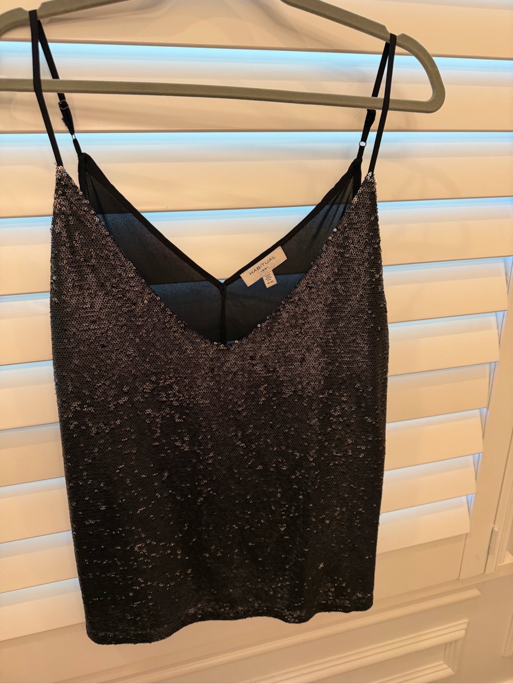 Habitual - Mixed Media Reversible Sequin Camisole - Jet Black